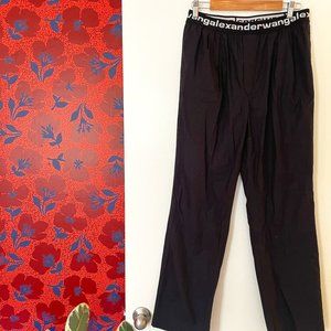 Alexander Wang Black Straight Leg Trousers w Logo Waistband